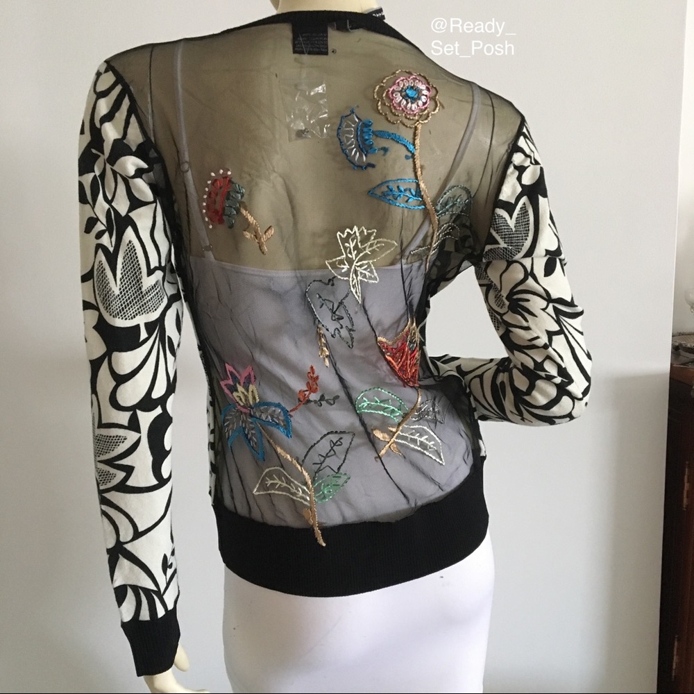 Charlotte floral embroidered & mesh backed cardigan